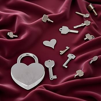 1pcs Heart Shaped Padlock, 1.8 x 2.3in Mini Lock with Keys